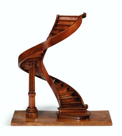 A WALNUT AND OAK FLYING STAIRCASE MAQUETTE - фото 1