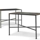A PAIR OF STEEL AND SLATE SIDE TABLES - photo 1