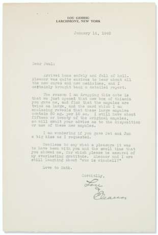 Highly Important Lou Gehrig Document Archive From Dr Paul O'... - photo 9