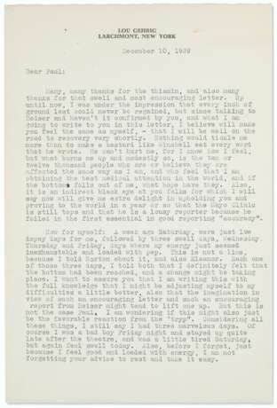 Highly Important Lou Gehrig Document Archive From Dr Paul O'... - фото 11