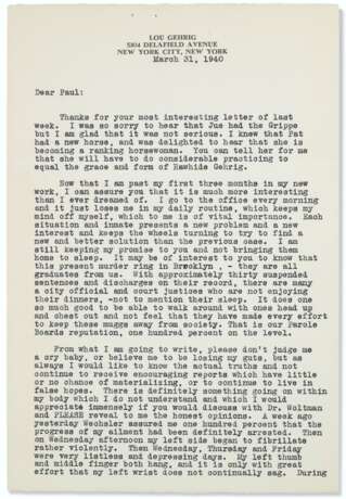 Highly Important Lou Gehrig Document Archive From Dr Paul O'... - фото 13