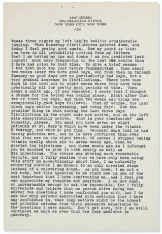 Highly Important Lou Gehrig Document Archive From Dr Paul O'... - фото 14