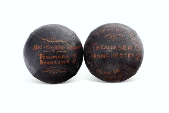 Pair of 1878 Manchester vs Tecumseh Trophy Baseballs - photo 1