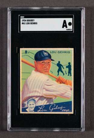 1934 Goudey #61 Lou Gehrig (SGC Authentic) - фото 1