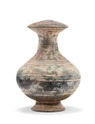 A PAINTED POTTERY JAR AND COVER, HU