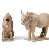TWO PAINTED POTTERY FIGURES OF ANIMALS - photo 1