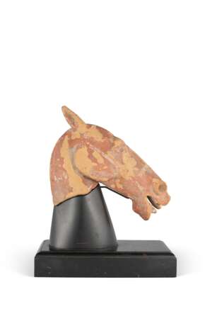 A PAINTED POTTERY HEAD OF A HORSE - photo 1