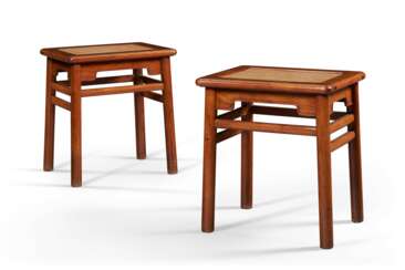 A PAIR OF HUANGHUALI RECTANGULAR STOOLS