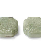 A PAIR OF OPENWORK GREEN JADE BOXES AND COVERS - photo 1