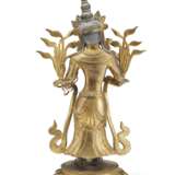 A SMALL GILT-BRONZE STANDING FIGURE OF A BODHISATTVA - photo 2