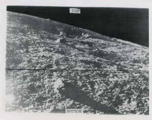 First photograph and first panorama on the surface of the Moon, February 3, 1966