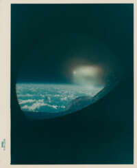 The Earth during atmospheric reentry; recovery of the unmanned spacecraft, January 19, 1965