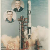 Photomontage of the launch; launch of the Titan rocket; Gus Grissom and John Young before liftoff, March 23, 1965 - Foto 1