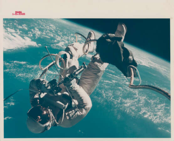First US spacewalk: Ed White photographing the spacecraft during his EVA over the Gulf of Mexico; Ed White’s EVA over the Gulf of Mexico, June 3-7, 1965 - photo 1