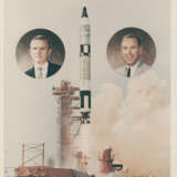 Frank Borman and James Lovell during countdown; the crew fully suited during tests; photomontage of the liftoff, December 1965 - фото 11