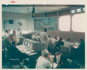 Mission Control during the emergency; first docking of two spacecrafts before the failure; the recovery ship welcoming the crew, March 16-17, 1966
