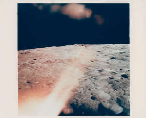 Moonscapes: colored lunar farside horizon; nearside terminator; triptych of farside Badlands; farside horizon, May 18-26, 1969