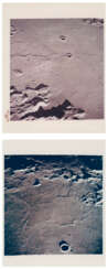 Moonscapes during the last orbit: diptych over landing site 3 at Sunrise; views over the farside, nearside and near the terminator, May 18-26, 1969