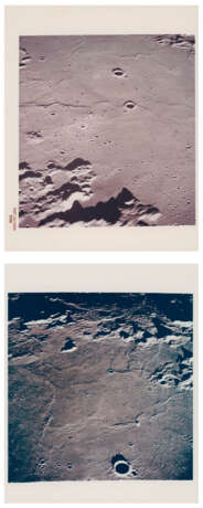 Moonscapes during the last orbit: diptych over landing site 3 at Sunrise; views over the farside, nearside and near the terminator, May 18-26, 1969 - photo 1