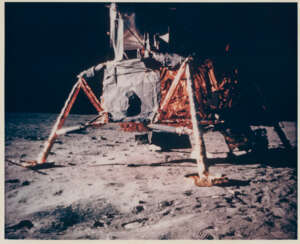 The LM Eagle on the Moon; the lunar surface TV camera on the Moon, July 16-24, 1969