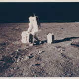 Buzz Aldrin setting up the lunar science station; Aldrin exploring the Sea of Tranquility; Aldrin adjusting the seismometer, July 16-24, 1969 - photo 1