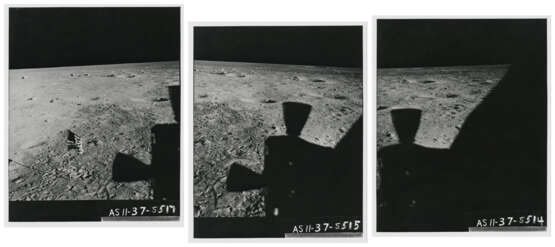 The lunar surface seen through Aldrin’s LM window; panoramic sequence of the lunar horizon over the LM thruster, July 16-24, 1969 - фото 2