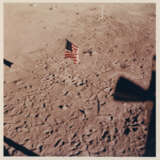 The US Flag and human footprints on the Moon; overexposed photograph of Buzz Aldrin; the lunar-science station from the LM window, July 16-24, 1969 - фото 1
