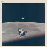 The LM Eagle returning from the Moon’s surface and the Earth emerging over the lunar horizon; Eagle with Earthrise in background, July 16-24, 1969 - фото 3