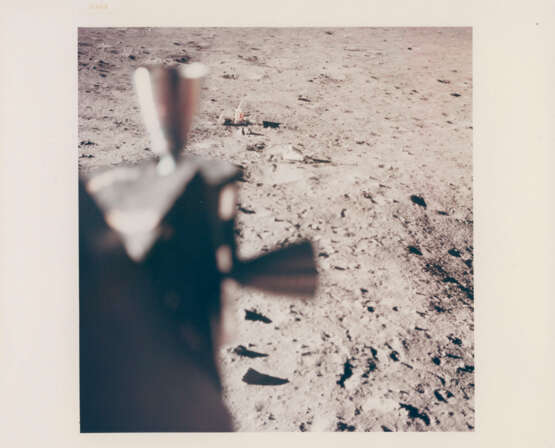 The US Flag and human footprints on the Moon; overexposed photograph of Buzz Aldrin; the lunar-science station from the LM window, July 16-24, 1969 - фото 5
