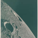 The LM Intrepid in lunar orbit; lunar horizon over Crater Copernicus at Sunrise, November 14-24, 1969 - photo 3