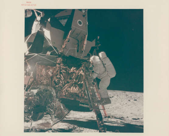 Alan Bean descending the LM ladder; Bean closing the door of the LM; Bean taking his first step on the Moon, November 14-24, 1969, EVA 1 - Foto 1