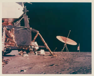 Pete Conrad at the LM; panoramas at Middle Crescent Crater and the landing site; Surveyor Crater and lunar-science station seen from LM, November 14-24, 1969, EVA 1