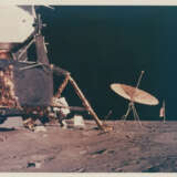 Pete Conrad at the LM; panoramas at Middle Crescent Crater and the landing site; Surveyor Crater and lunar-science station seen from LM, November 14-24, 1969, EVA 1 - photo 1