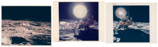 Panoramic sequence with Edgar Mitchell, the S-band antenna, the US Flag and the LM reflecting a circular flare, January 31-February 9, 1971, EVA 1 - photo 1