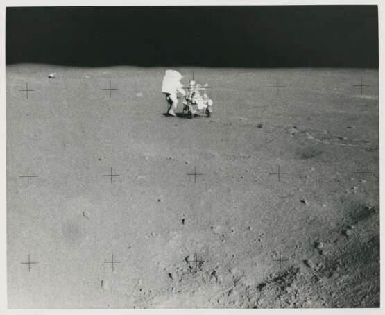 Portrait of Weird Rock; panoramic sequence toward Old Nameless Crater, station F, January 31-February 9, 1971, EVA 2; Edgar Mitchell with the MET on his way back to the LM - photo 3