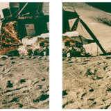 Diptych of James Irwin at the Hadley Apennine landing site; portrait of the LM Falcon, Irwin and the Rover in front of St George Crater, July 26-August 7, 1971, EVA 1 - Foto 1