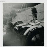 The Lunar Rover with the landing site in the far background; David Scott adjusting the TV antenna towards Earth, station 6, July 26-August 7, 1971, EVA 2 - фото 3