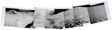 Panoramic view [Mosaic] of David Scott in front of the lunar mountains of Hadley-Apennine at station 6, July 26-August 7, 1971, EVA 2