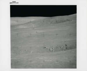 Telephotographs from station 6: the LM Falcon in the desolate lunarscape; details of Mount Hadley, Hill 305; panorama [Mosaic] towards “Silver Spur”, July 26-August 7, 1971, EVA 2