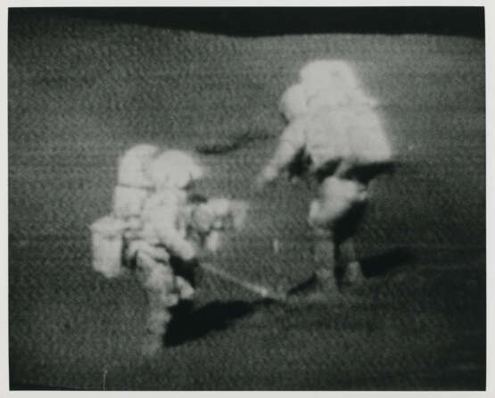 Views of David Scott during geological investigations; TV picture, station 7; the lunar tongs set against a big boulder, station 4, July 26-August 7, 1971, EVA 2 - фото 6