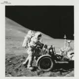 Views at the lunar-science station: David Scott at the Rover; human tracks; a photograph and other “souvenirs” left on the Moon; Hadley Base, July 26-August 7, 1971, EVA 3 - photo 1