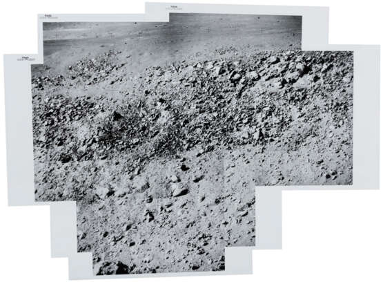 Telephoto panoramas [Mosaics] from station 9A: large crater on the wall of Hadley Canyon; the far wall of Hadley Canyon showing “Trophy Point”, July 26-August 7, 1971, EVA 3 - Foto 1