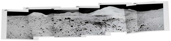 Panorama [Mosaic] of Hadley Canyon and the Apennine mountains viewed from station 10, July 26-August 7, 1971, EVA 3 - photo 1