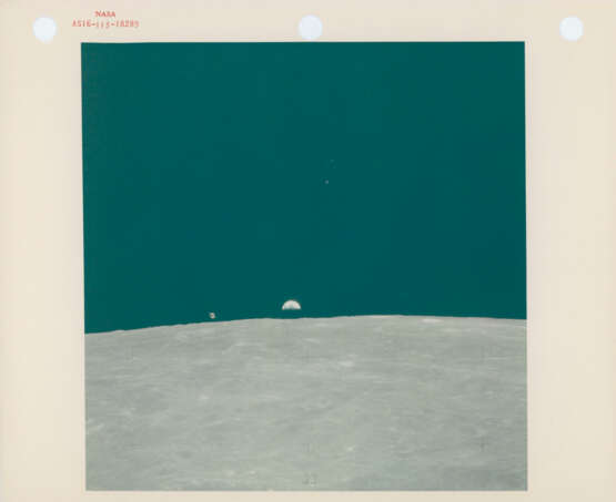 The CM Casper and the Earth both rising over the lunar horizon; Casper in lunar orbit; Casper over the farside, April 16-27, 1972 - photo 1