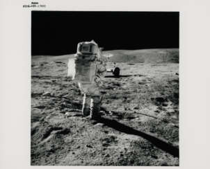 John Young taking photographs near the Rover; TV pictures; footprints; Young with the hammer; Plum Crater, station 1, April 16-27, 1972, EVA 1