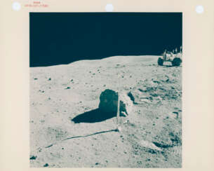 The Lunar Rover; TV pictures; light-struck moonscape, station 9; moonscapes during the traverse back to the landing site, April 16-27, 1972, EVA 2