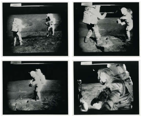 John Young taking photographs near the Rover; TV pictures; footprints; Young with the hammer; Plum Crater, station 1, April 16-27, 1972, EVA 1 - Foto 14