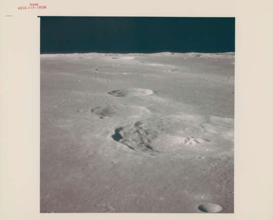 Moonscapes: lunar horizon over Crater Bullialdus; dark wall of Crater Lobachevsky; horizon over Craters Almanon and Geber, April 16-27, 1972 - photo 1