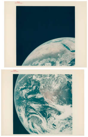 Diptych: Half of the “Blue Marble”; the expended third stage drifting through space; telephotograph of Southern Africa, December 7-19, 1972 - Foto 1