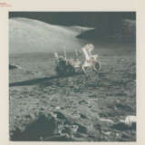 Eugene Cernan and the Rover at the lunar science station; TV picture of Cernan; Geophone Rock, December 7-19, 1972, EVA 1 - photo 1
